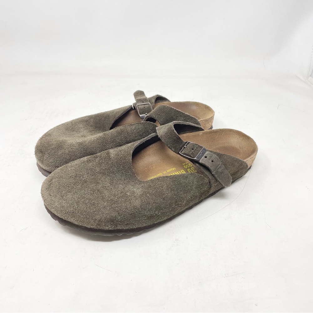 Birkenstock Maria Olive Green Suede Closed Toe Clog Shoes Women's Size 39